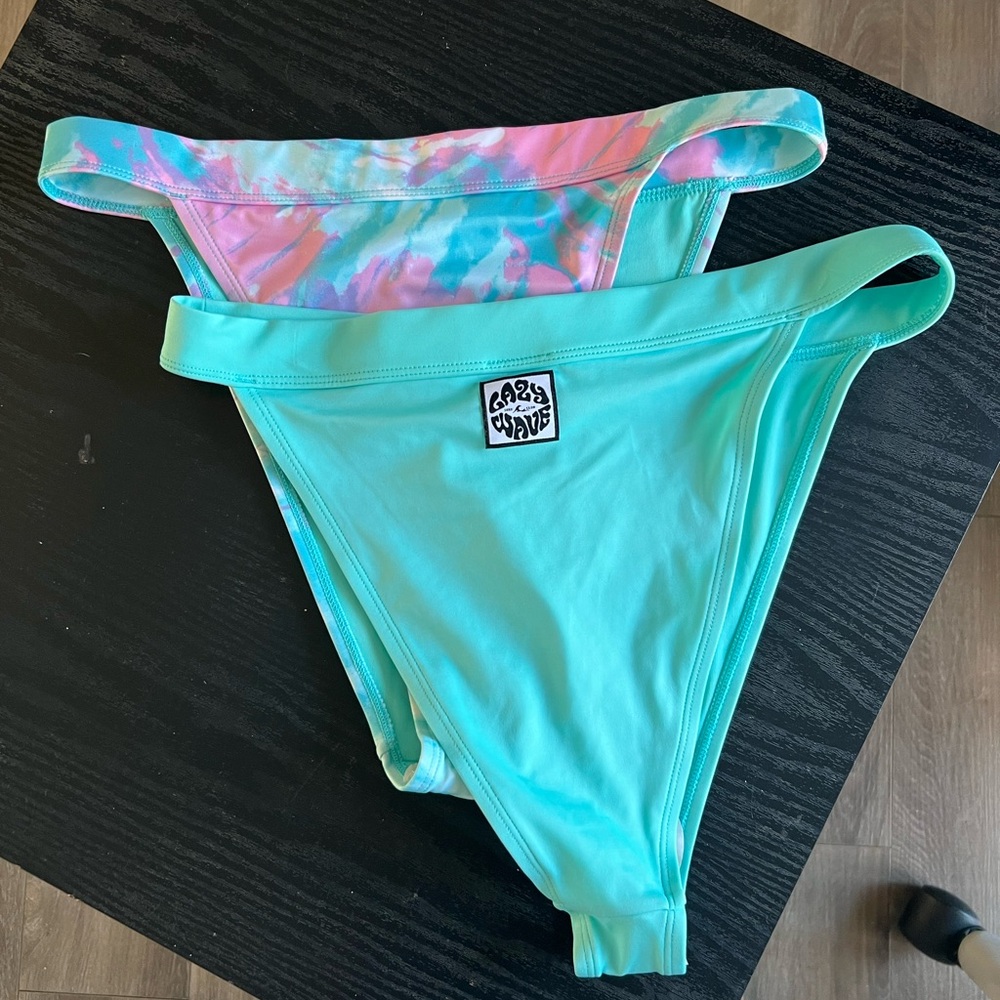 Cora Wave Teal and Tie-Dye Bikini Bottoms